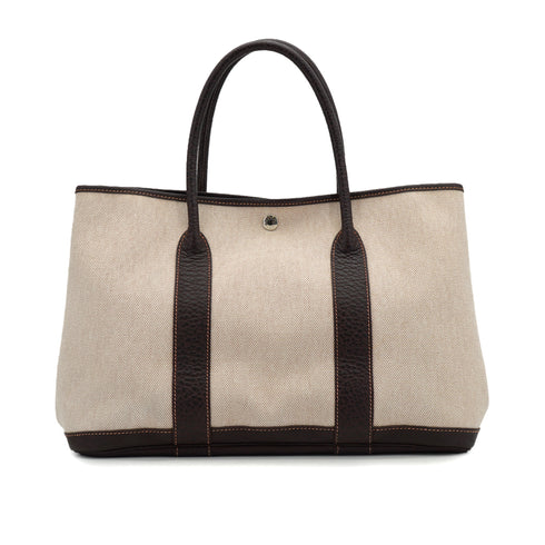 HERMES GARDEN PARTY PM MARRON TOILE H BUFFLE TOTE BAG 2004 SQUARE H 90332564