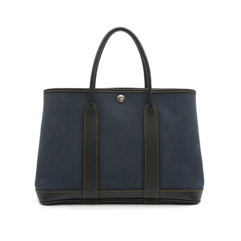 HERMES GARDEN PARTY TPM BLACK DENIM FONC BUFFLE SKIPPER TOILE H HAND BAG 2012 SQUARE P 90335887