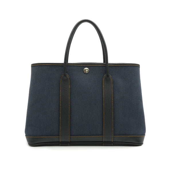 HERMES GARDEN PARTY TPM BLACK DENIM FONC BUFFLE SKIPPER TOILE H HAND BAG 2012 SQUARE P 90335887