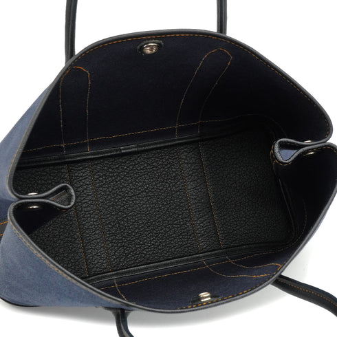HERMES GARDEN PARTY TPM BLACK DENIM FONC BUFFLE SKIPPER TOILE H HAND BAG 2012 SQUARE P 90335887