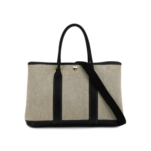 HERMES GARDEN PARTY TPM BLACK TOILE H VEAU NEGONDA HAND SHOULDER BAG 2006 SQUARE J 90330934