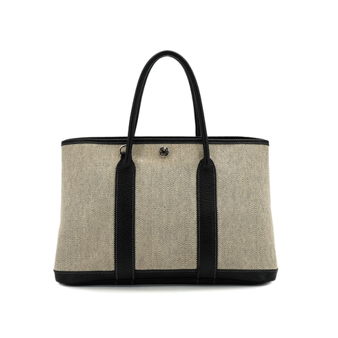 HERMES GARDEN PARTY TPM BLACK TOILE H VEAU NEGONDA HAND SHOULDER BAG 2006 SQUARE J 90330934