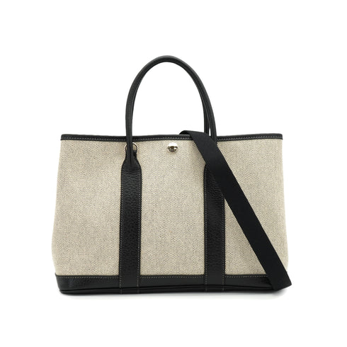 HERMES GARDEN PARTY TPM BLACK TOILE H VEAU NEGONDA HAND SHOULDER BAG 2006 SQUARE J 90334861