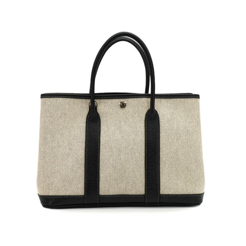 HERMES GARDEN PARTY TPM BLACK TOILE H VEAU NEGONDA HAND SHOULDER BAG 2006 SQUARE J 90334861
