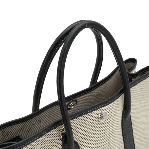 HERMES GARDEN PARTY TPM BLACK TOILE H VEAU NEGONDA HAND SHOULDER BAG 2006 SQUARE J 90334861