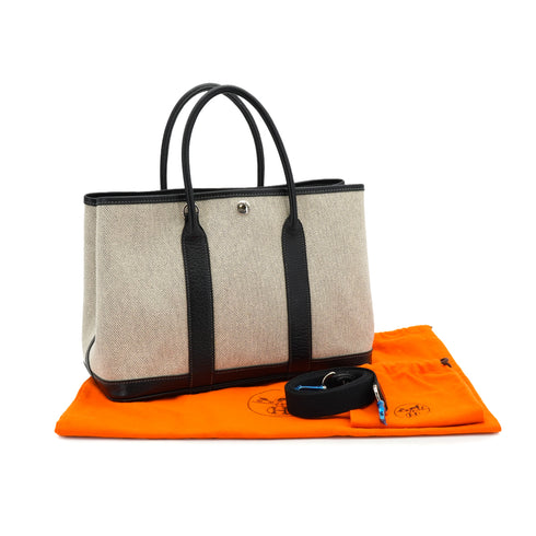 HERMES GARDEN PARTY TPM BLACK TOILE H VEAU NEGONDA HAND SHOULDER BAG 2006 SQUARE J 90334861