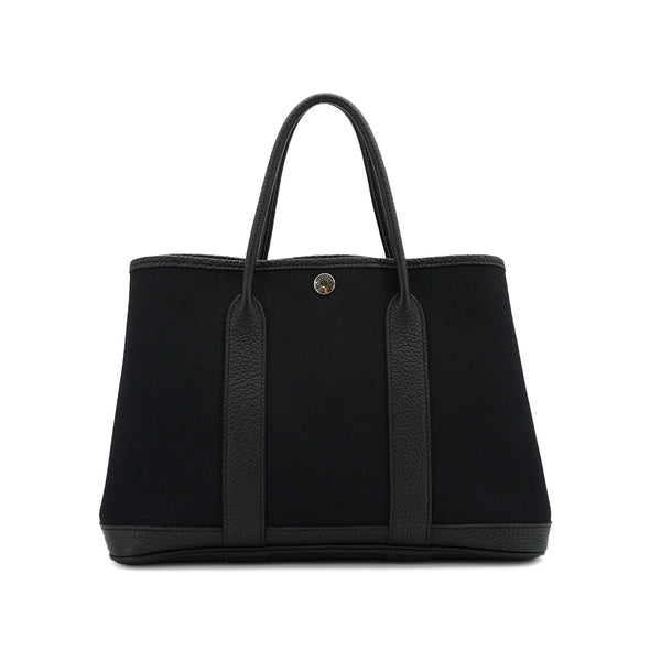 HERMES GARDEN PARTY TPM BLACK TOILE MILITAIRE HAND BAG 2018 C STAMP 90327072