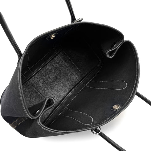 HERMES GARDEN PARTY TPM BLACK TOILE OFFICIER BUFFLE SKIPPER HAND SHOULDER BAG 2004 SQUARE H 90314341