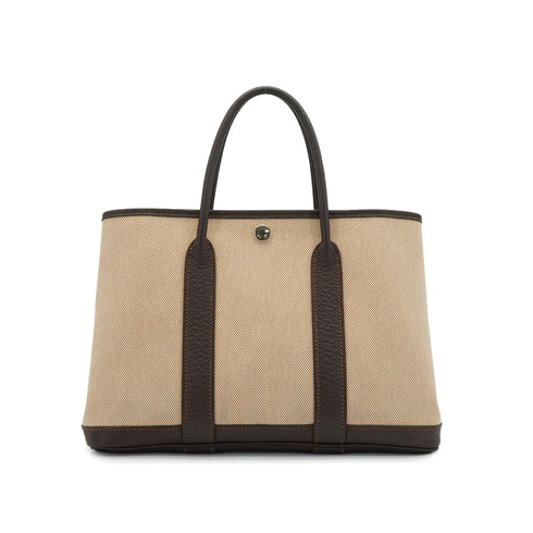 HERMES GARDEN PARTY TPM MARRON TOILE H HAND BAG 2014 SQUARE R 90346656