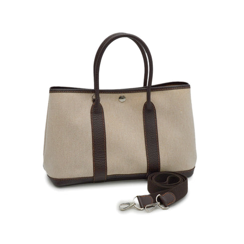 HERMES GARDEN PARTY TPM MARRON TOILE H HAND SHOULDER BAG 2004 SQUARE H 90345056
