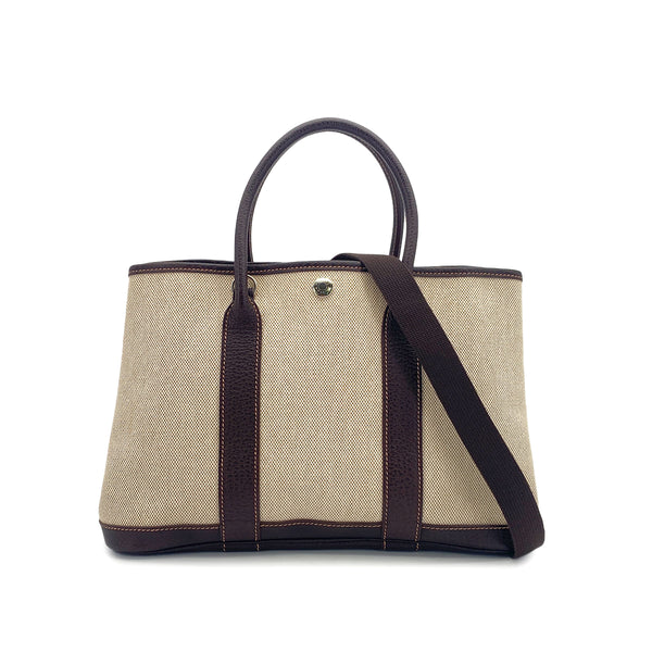 HERMES GARDEN PARTY TPM MARRON TOILE H HAND SHOULDER BAG 2004 SQUARE H 90317619