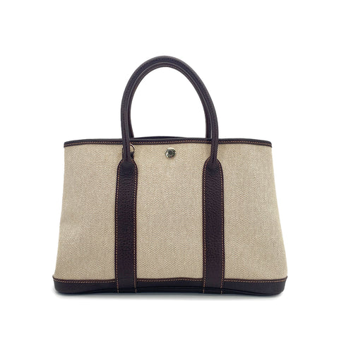 HERMES GARDEN PARTY TPM MARRON TOILE H HAND SHOULDER BAG 2004 SQUARE H 90317619