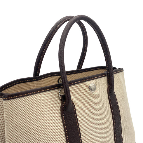 HERMES GARDEN PARTY TPM MARRON TOILE H HAND SHOULDER BAG 2004 SQUARE H 90317619