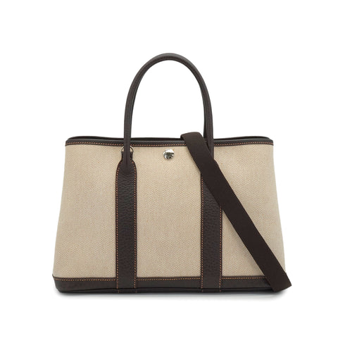HERMES GARDEN PARTY TPM MARRON TOILE H HAND SHOULDER BAG 2005 SQUARE I 90335152