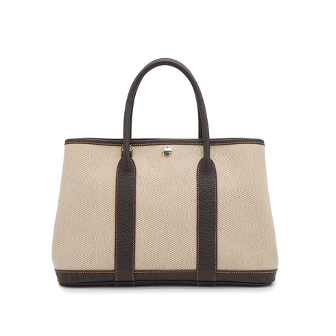 HERMES GARDEN PARTY TPM MARRON TOILE H HAND SHOULDER BAG 2005 SQUARE I 90335152