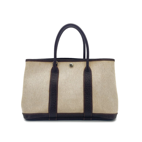 HERMES GARDEN PARTY TPM MARRON TOILE H VEAU NEGONDA HAND SHOULDER BAG 2005 SQUARE I 90324741
