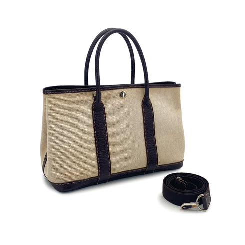 HERMES GARDEN PARTY TPM MARRON TOILE H VEAU NEGONDA HAND SHOULDER BAG 2005 SQUARE I 90324741