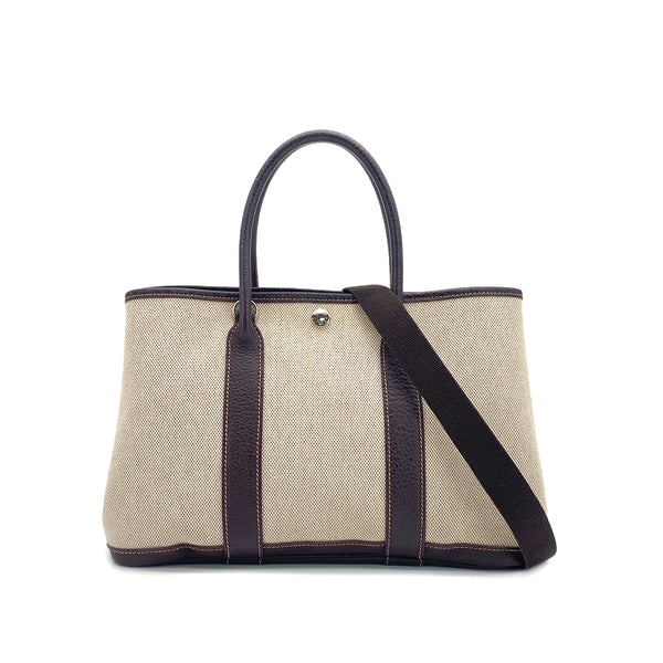 HERMES GARDEN PARTY TPM MARRON TOILE H VEAU NEGONDA HAND SHOULDER BAG 2004 SQUARE H 90319692