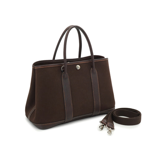 HERMES GARDEN PARTY TPM MARRON TOILE OFFICIER TOTE BAG 2004 SQUARE H 90335150