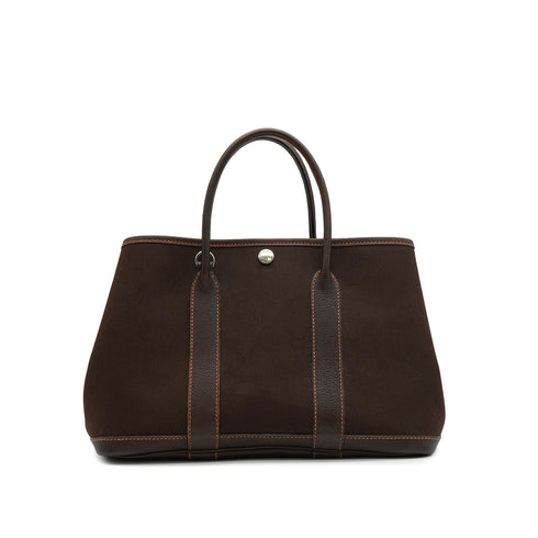 HERMES GARDEN PARTY TPM MARRON TOILE OFFICIER TOTE BAG 2004 SQUARE H 90346651