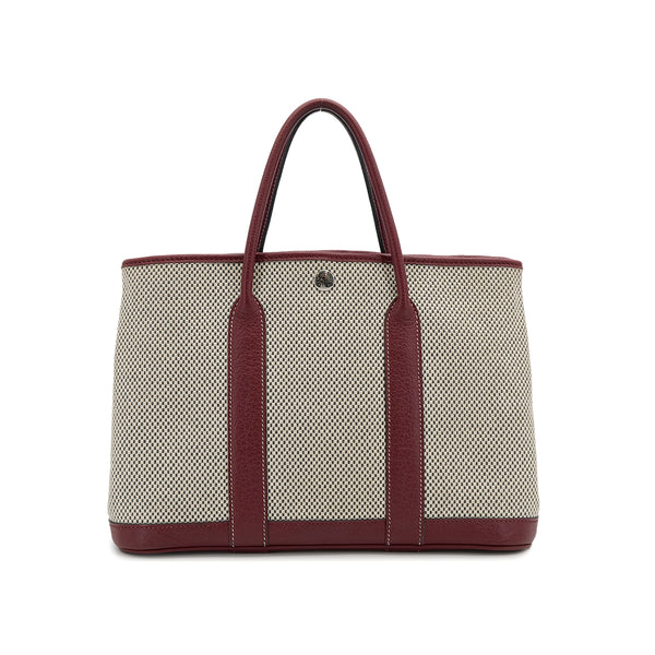 HERMES GARDEN PARTY TPM ROUGE H TOILE GM BUFFLE SKIPPER HAND BAG 2013 SQUARE Q 90315023