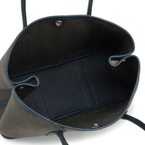 HERMES GARDEN PARTY TPM VERT DE GRIS BLUE DE PRUSSE TOILE CHEVRON VEAU NEGONDA HAND BAG 2015 T STAMP 90341719
