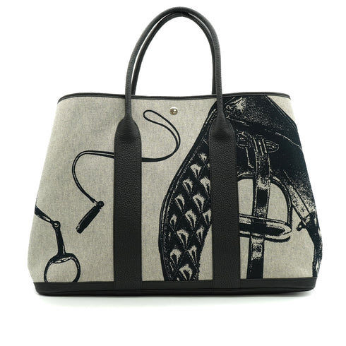 HERMES GARDEN PARTY VOYAGE GM BLACK TOILE H NEGONDA HAND BAG 2024 W STAMP 90340479