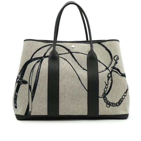 HERMES GARDEN PARTY VOYAGE GM BLACK TOILE H NEGONDA HAND BAG 2024 W STAMP 90340479