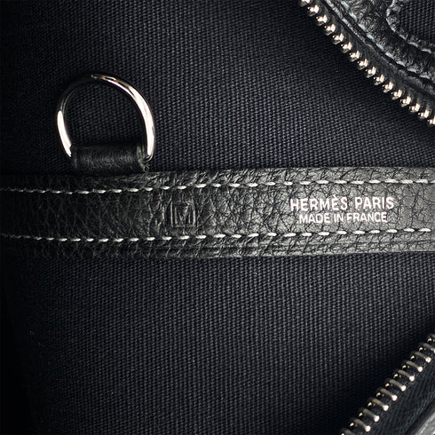 HERMES GARDEN ZIP MM BLACK TOILE OFFICIER VEAU NEGONDA TOTE BAG 2009 SQUARE M 90325645