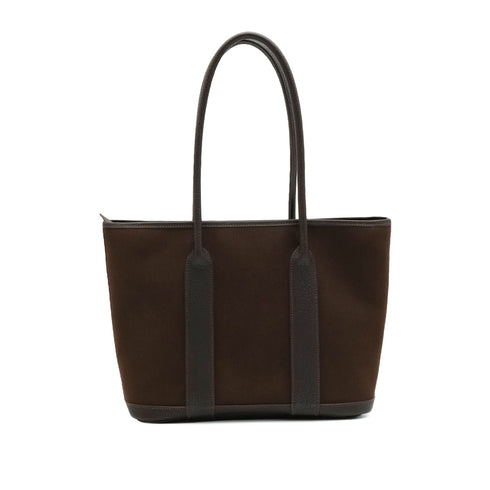 HERMES GARDEN ZIP PM CHOCOLAT TOILE OFFICIER VEAU NEGONDA TOTE BAG 2009 SQUARE M 90341920