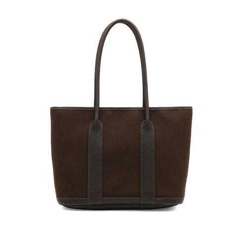 HERMES GARDEN ZIP PM CHOCOLAT TOILE OFFICIER VEAU NEGONDA TOTE BAG 2009 SQUARE M 90341920