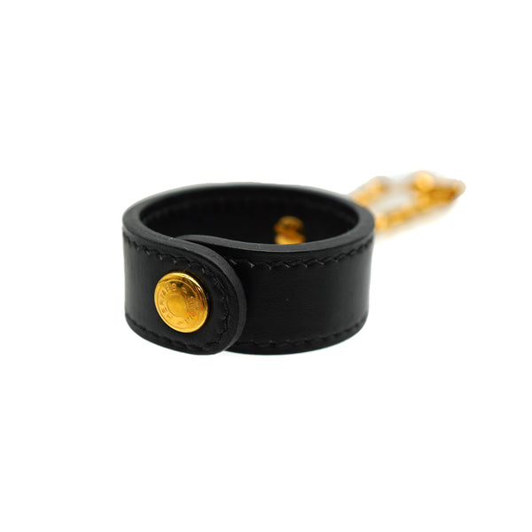 HERMES GLOVE HOLDER CHARM BLACK GOLD BOX CALF ACCESSORY 90333896