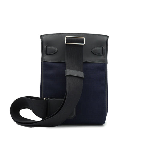 HERMES HAC A DOS PM CABAN BLEU MARINE TOILE BIVOUAC CANVAS VEAU SWIFT SHOULDER BAG 2024 W STAMP PALLADIUM HARDWARE 90339211