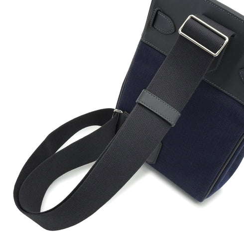 HERMES HAC A DOS PM CABAN BLEU MARINE TOILE BIVOUAC CANVAS VEAU SWIFT SHOULDER BAG 2024 W STAMP PALLADIUM HARDWARE 90339211
