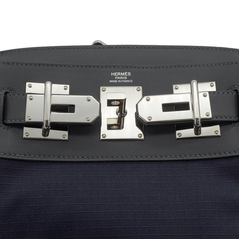 HERMES HAC A DOS PM CABAN BLEU MARINE TOILE BIVOUAC CANVAS VEAU SWIFT SHOULDER BAG 2024 W STAMP PALLADIUM HARDWARE 90339211