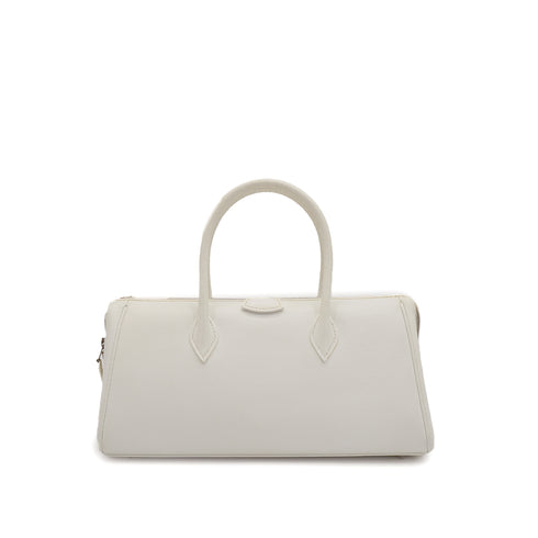 HERMES PARIS BOMBAY 27 WHITE VEAU EPSOM HAND BAG 2006 SQUARE J PALLADIUM HARDWARE 90343324