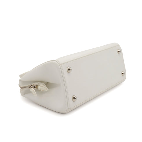 HERMES PARIS BOMBAY 27 WHITE VEAU EPSOM HAND BAG 2006 SQUARE J PALLADIUM HARDWARE 90343324