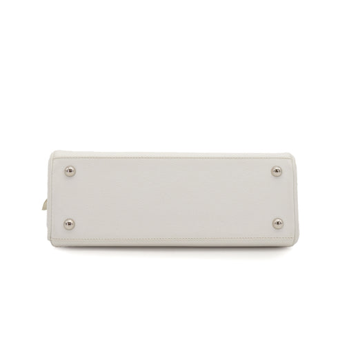 HERMES PARIS BOMBAY 27 WHITE VEAU EPSOM HAND BAG 2006 SQUARE J PALLADIUM HARDWARE 90343324