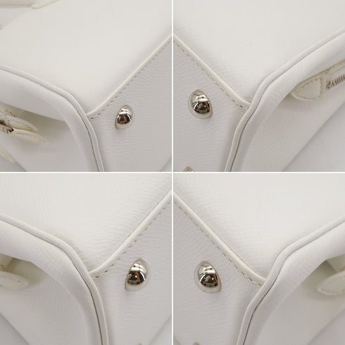 HERMES PARIS BOMBAY 27 WHITE VEAU EPSOM HAND BAG 2006 SQUARE J PALLADIUM HARDWARE 90343324