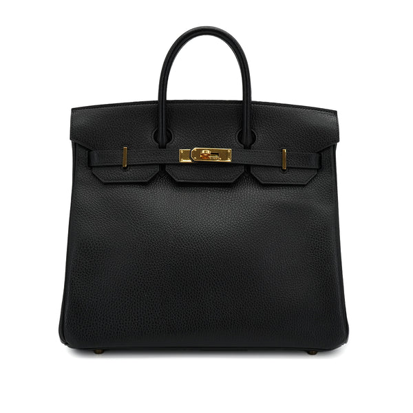 HERMES HAUT A COURROIES 32 BLACK ARDENNES HAND BAG 1995 CIRCLE Y GOLD HARDWARE 90334260