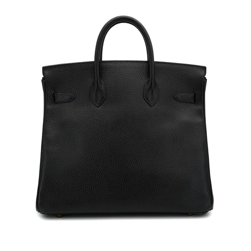 HERMES HAUT A COURROIES 32 BLACK ARDENNES HAND BAG 1995 CIRCLE Y GOLD HARDWARE 90334260