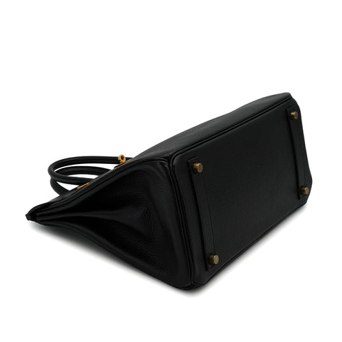 HERMES HAUT A COURROIES 32 BLACK ARDENNES HAND BAG 1995 CIRCLE Y GOLD HARDWARE 90334260