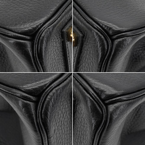 HERMES HAUT A COURROIES 32 BLACK ARDENNES HAND BAG 1995 CIRCLE Y GOLD HARDWARE 90334260