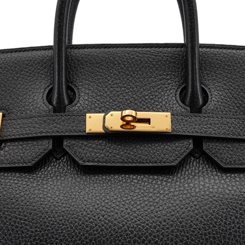 HERMES HAUT A COURROIES 32 BLACK ARDENNES HAND BAG 1995 CIRCLE Y GOLD HARDWARE 90334260