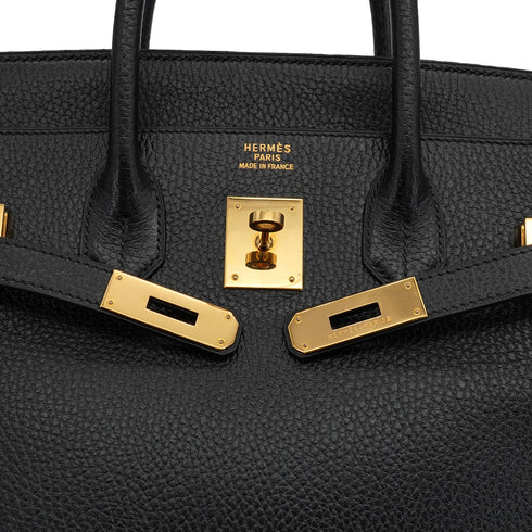 HERMES HAUT A COURROIES 32 BLACK ARDENNES HAND BAG 1995 CIRCLE Y GOLD HARDWARE 90334260