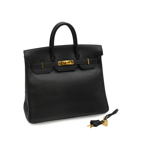 HERMES HAUT A COURROIES 32 BLACK ARDENNES HAND BAG 1996 CIRCLE Z GOLD HARDWARE 90344865