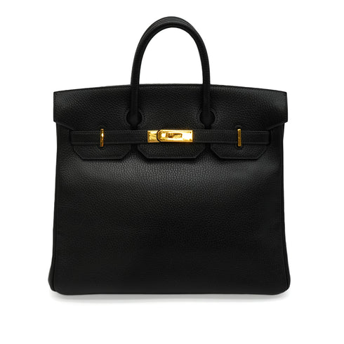 HERMES HAUT A COURROIES 32 BLACK ARDENNES HAND BAG 1996 CIRCLE Z GOLD HARDWARE 90344865