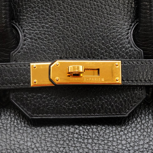 HERMES HAUT A COURROIES 32 BLACK ARDENNES HAND BAG 1996 CIRCLE Z GOLD HARDWARE 90344865