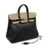 HERMES HAUT A COURROIES 32 BLACK BLANCCASSE OSTRICH BOXCALF HAND BAG 1995 CIRCLE Y GOLD HARDWARE 90325603