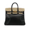 HERMES HAUT A COURROIES 32 BLACK BLANCCASSE OSTRICH BOXCALF HAND BAG 1995 CIRCLE Y GOLD HARDWARE 90325603
